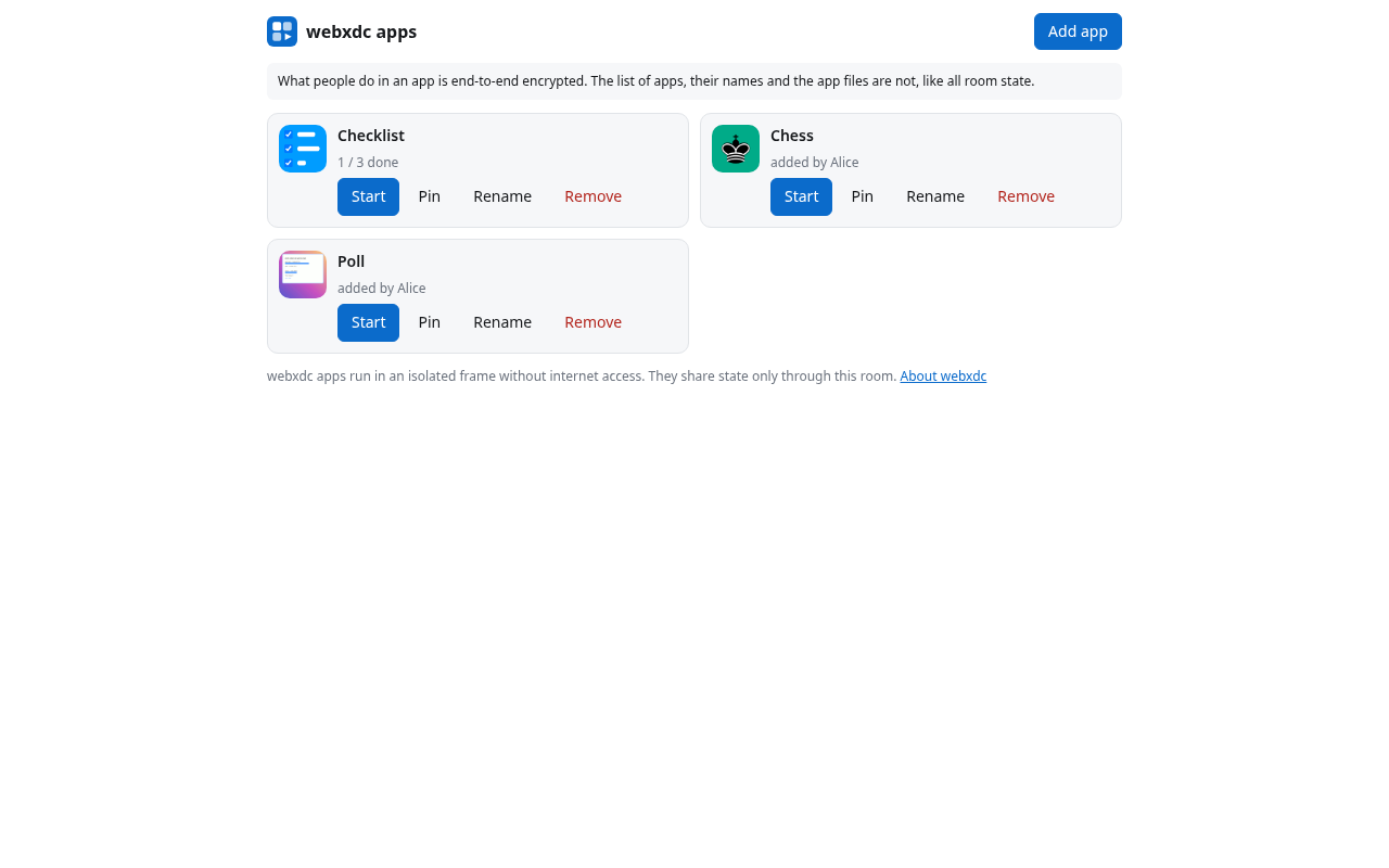 Screenshot 1 of webxdc apps