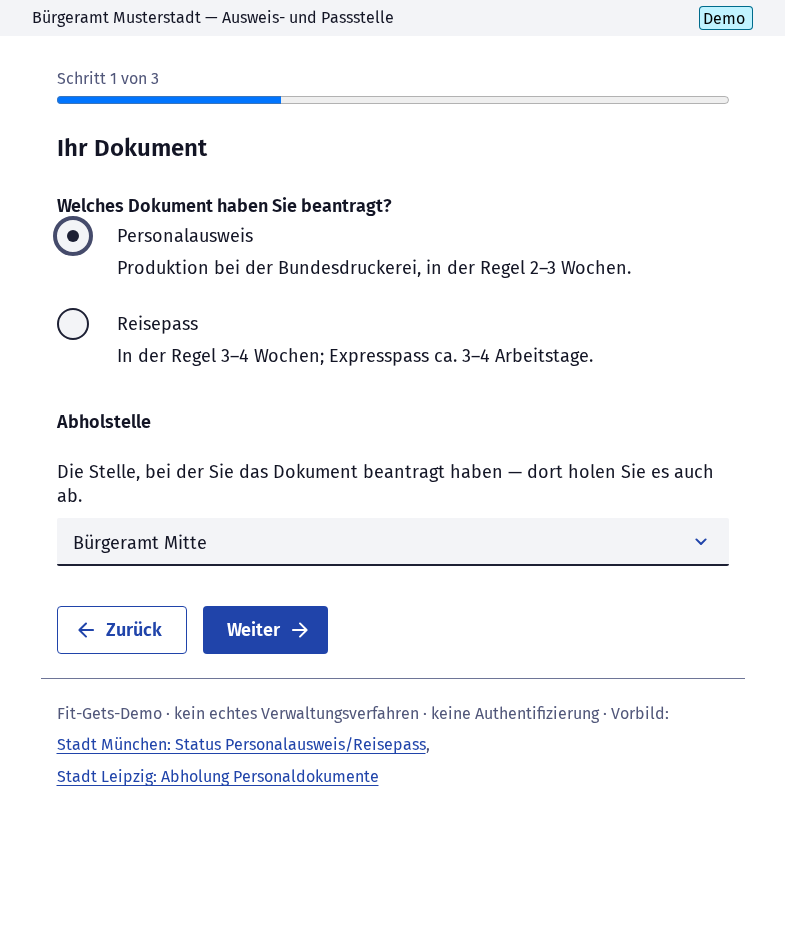 Screenshot 2 of Bearbeitungsstand Personalausweis / Reisepass