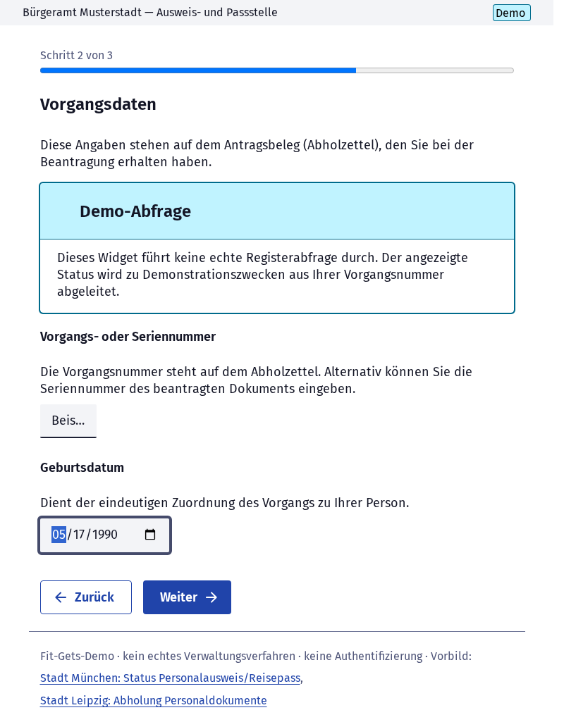 Screenshot 3 of Bearbeitungsstand Personalausweis / Reisepass