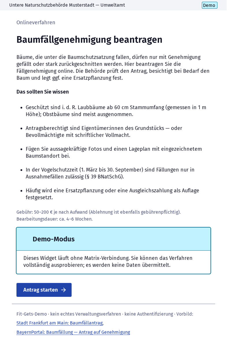 Screenshot 1 of Baumfällgenehmigung beantragen