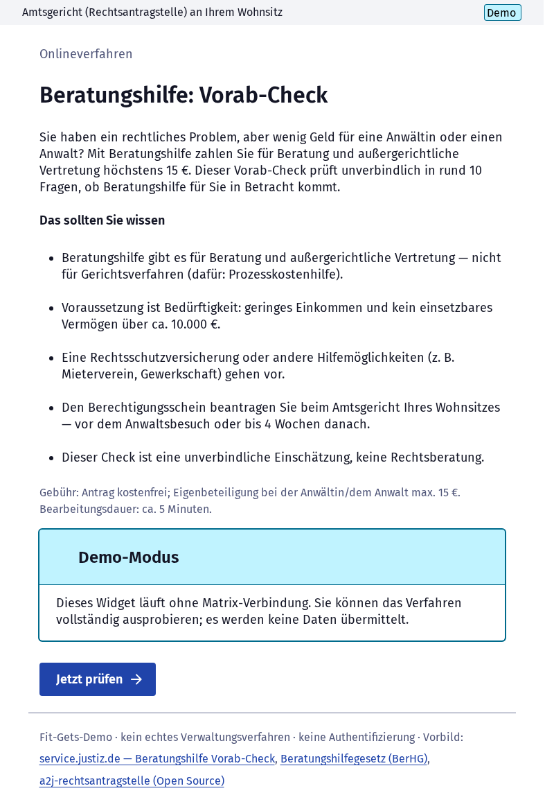 Screenshot 1 of Beratungshilfe: Vorab-Check