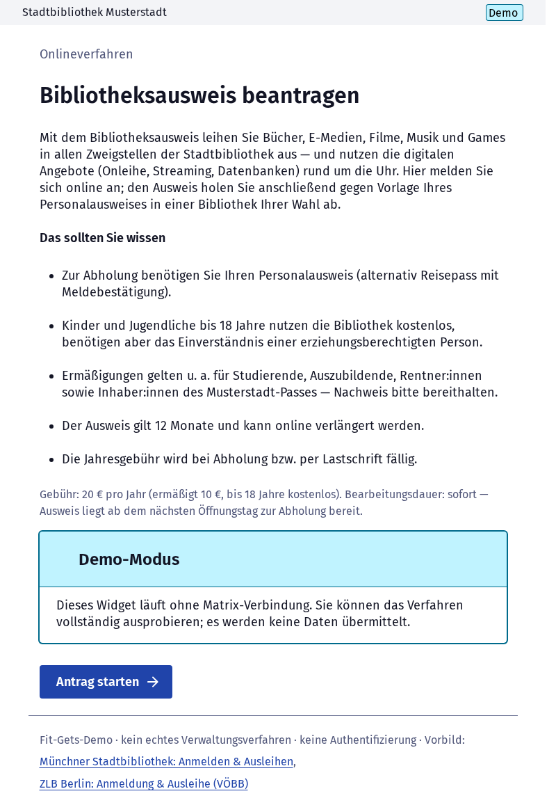Screenshot 1 of Bibliotheksausweis beantragen