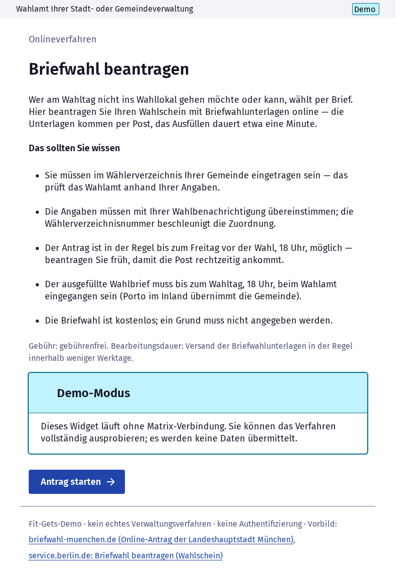 Screenshot 1 of Briefwahl beantragen