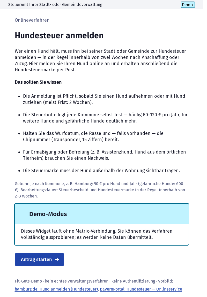 Screenshot 1 of Hundesteuer anmelden