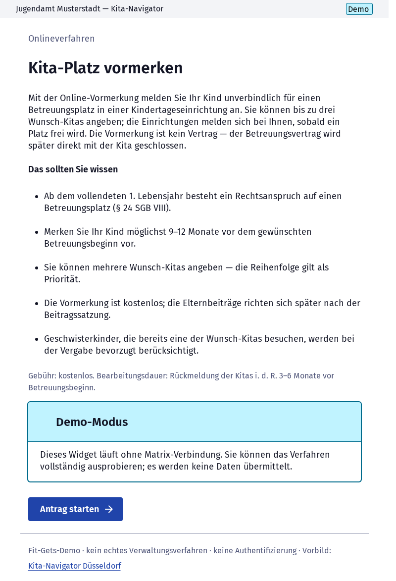 Screenshot 1 of Kita-Platz vormerken