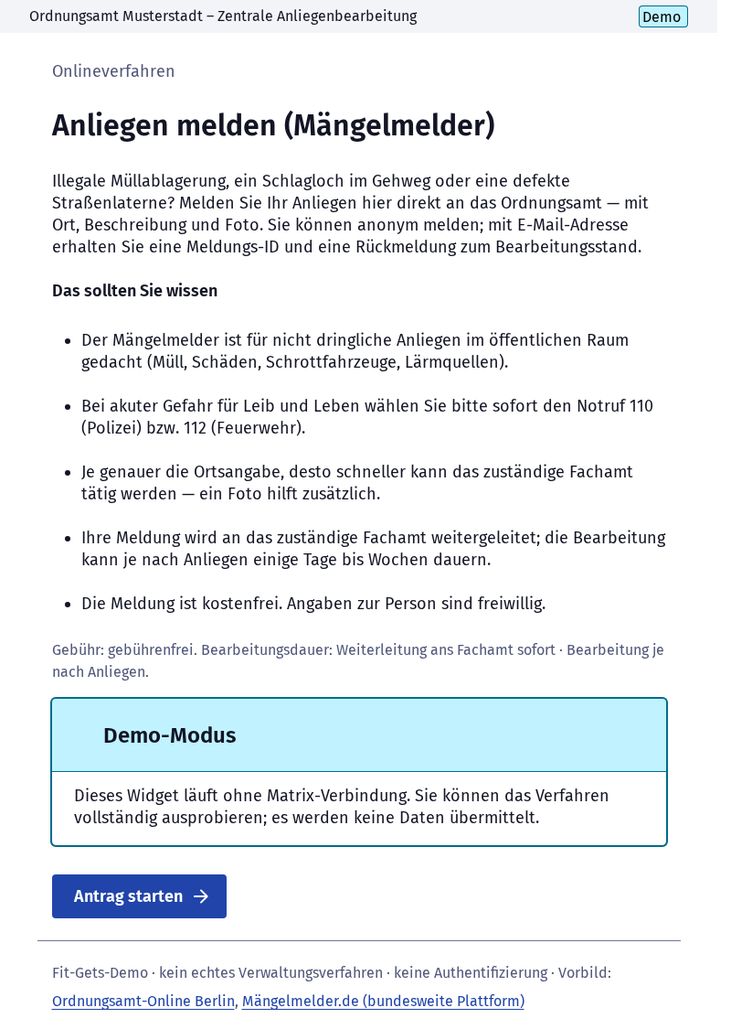Screenshot 1 of Anliegen melden (Mängelmelder)