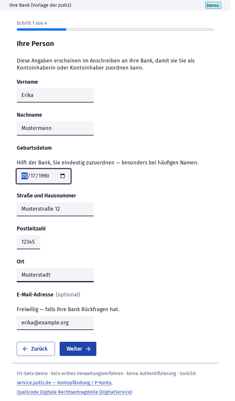 Screenshot 2 of P-Konto-Umwandlung beantragen