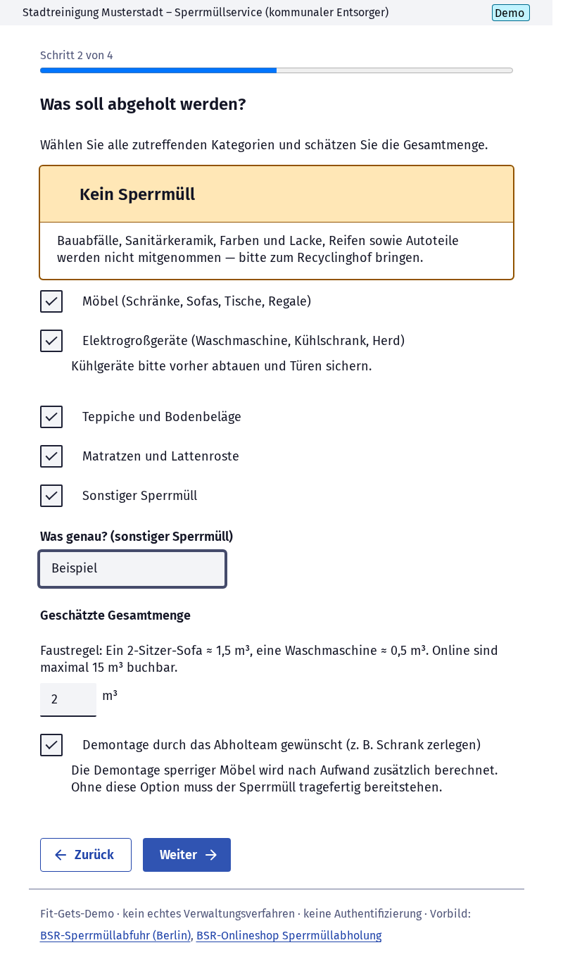 Screenshot 4 of Sperrmüll anmelden