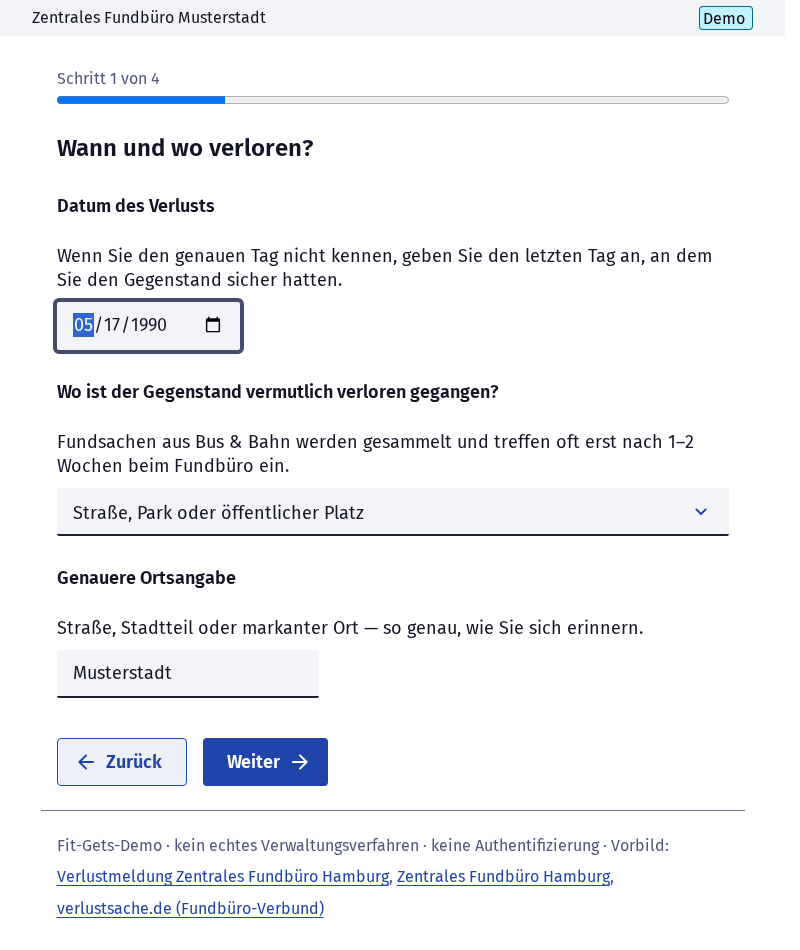 Screenshot 2 of Verlustanzeige beim Fundbüro