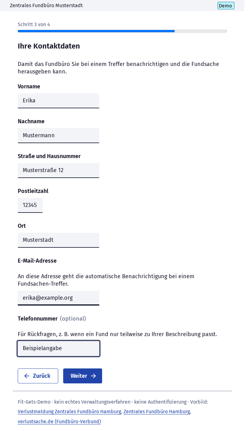 Screenshot 4 of Verlustanzeige beim Fundbüro